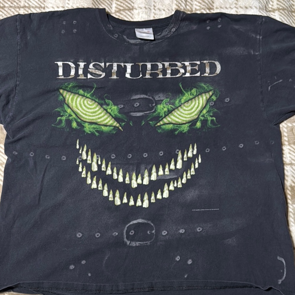 Disturbed Graphic T-Shirt with Green Eyes